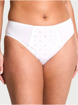 Stretch Cotton Eyelet High-Leg Brief Panty