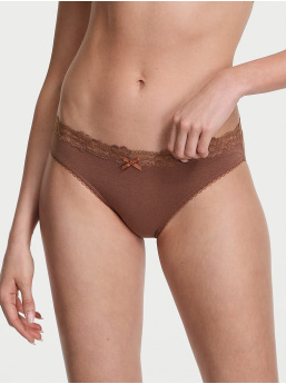 Body By Victoria Stretch Cotton Lace-Waist Bikini Panty