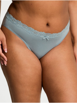 Body By Victoria Stretch Cotton Lace-Waist Bikini Panty
