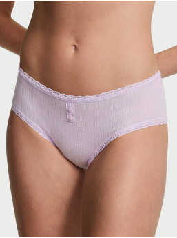 Cotton Pointelle Lace-Trim Cheeky Panty