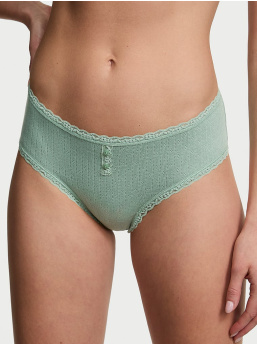 Cotton Pointelle Lace-Trim Cheeky Panty