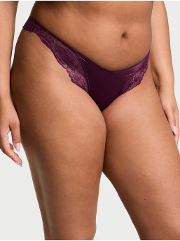Rose Lace-Trim High-Leg Thong Panty