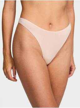 Stretch Cotton High-Leg Scoop Thong Panty