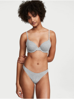 Stretch Cotton High-Leg Scoop Thong Panty