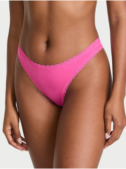 Cotton Lace-Waist Thong