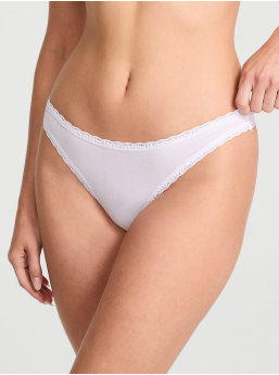 Cotton Lace-Waist Thong