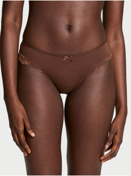 Body By Victoria Stretch Cotton Lace-Waist Bikini Panty