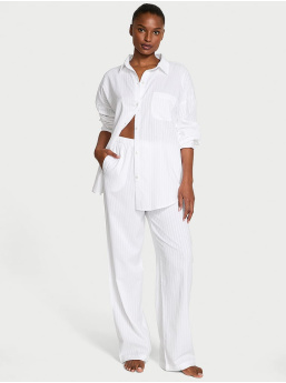 Modal-Cotton Striped Long Pajama Set