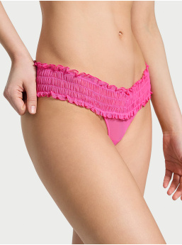 Smocked Mesh Thong Panty