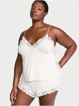 Ribbed Modal & Lace Cami Shorts Set