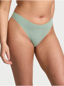 Cotton Lace-Waist Thong