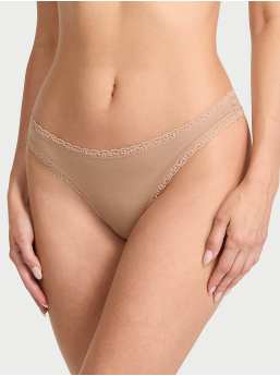 Cotton Lace-Waist Thong
