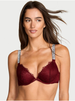 Shine Strap Rose Lace Lightly Lined Low-Cut Demi Bra