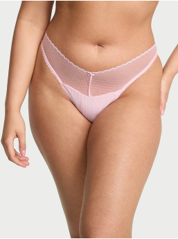 Stretch Pointelle High-Leg Scoop Thong Panty