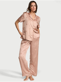 Satin Short-Sleeve Pj Set
