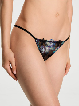 Electric Orchid Embroidery Open-Back String Bikini Panty