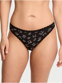 Cotton Lace-Waist Thong