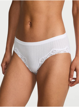 Seamless Rib Lace-Trim Hiphugger Panty
