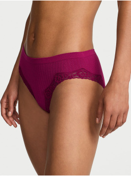 Seamless Rib Lace-Trim Hiphugger Panty