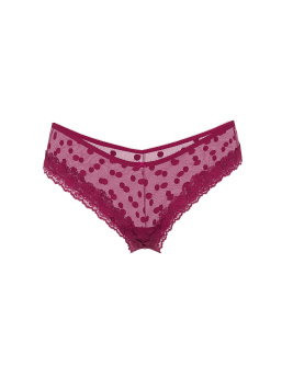Sheer Heritage Dot Lace-Trim Cheeky Panty