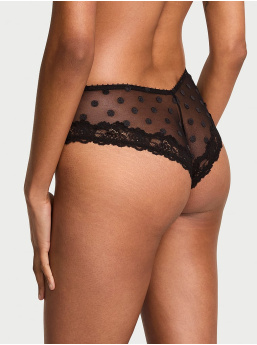Sheer Heritage Dot Lace-Trim Cheeky Panty