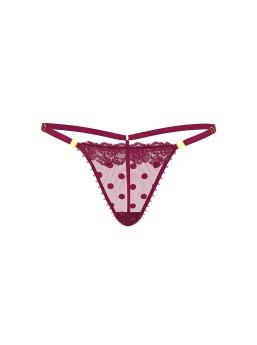 Sheer Heritage Dot Lace-Trim V-String Panty