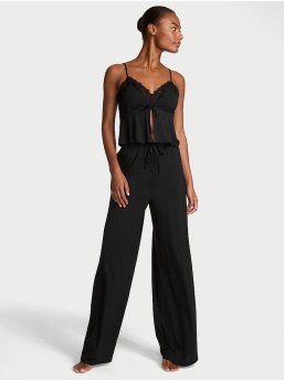 Modal Soft Lace-Trim Cami & Wide-Leg Pant Set