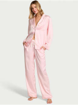 Glazed Satin Long Pajama Set