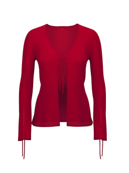 Beachwear Sheer Crinkle Tie-Front Long-Sleeve Top