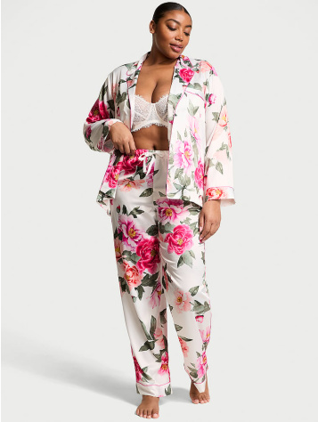 Glazed Satin Long Pajama Set