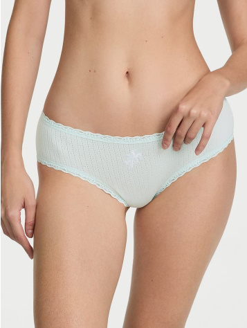 Cotton Pointelle Lace-Waist Cheeky