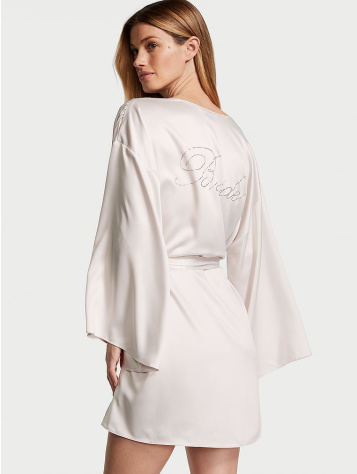 Bride Embellished Satin Short Robe