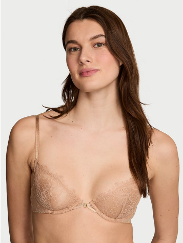 Rose Lace Unlined Low-Cut Demi Bra