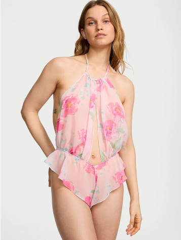 Peony Chiffon Halter Teddy