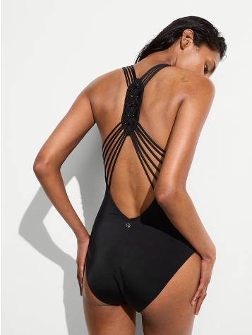 Archives Beach Macrame One-Piece Swimsuit